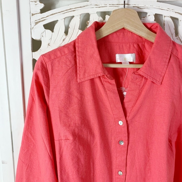 Belle By Kim Gravel Strechabelle Linen Top - Picture 3 of 4